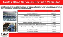Tarifas Otros Servicios Revisión Vehículos