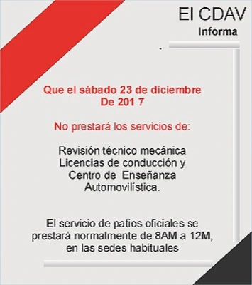 horario diciembre 23 de 2017