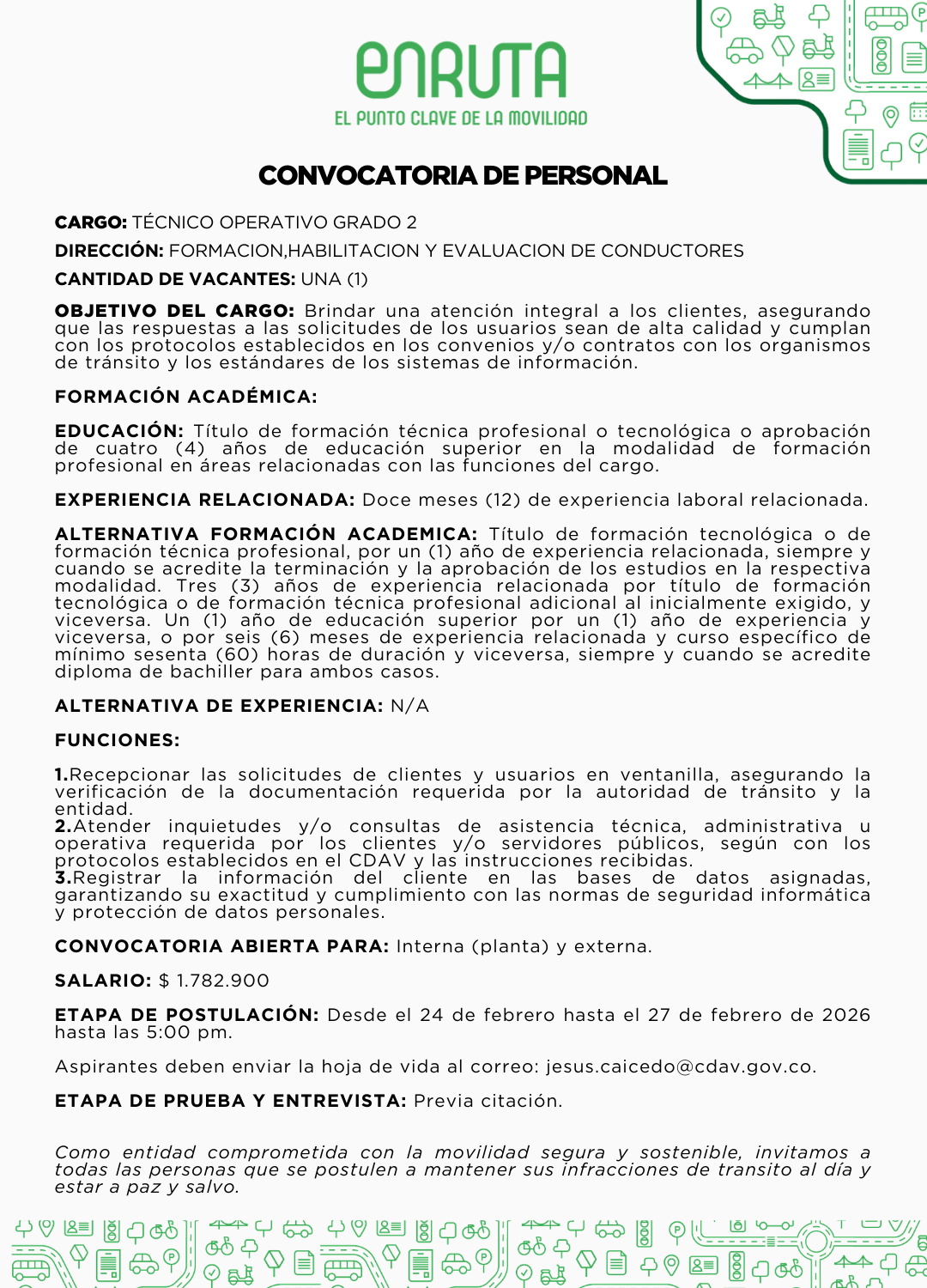Convocatoria técnico operativo grado 2