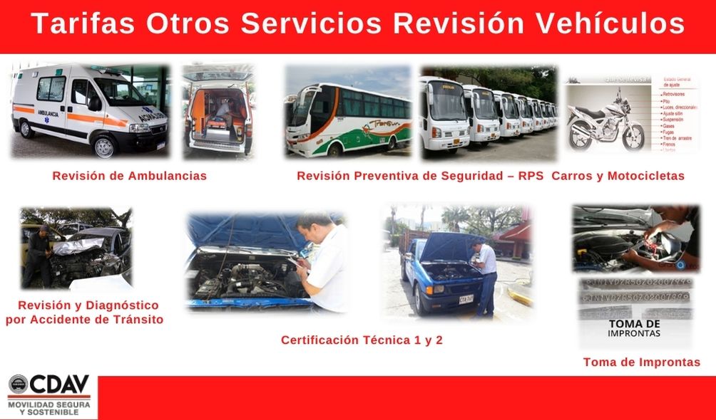 Tarifas Otros Servicios Revisión Vehículos