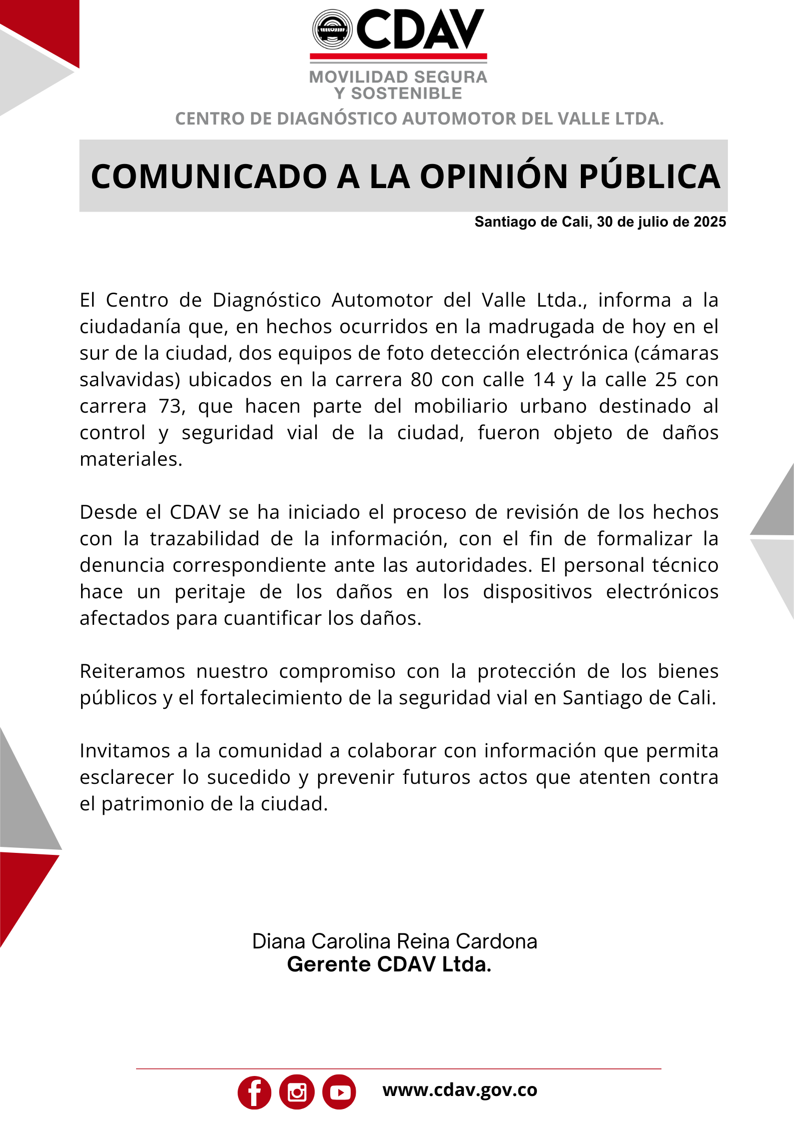 Comunicado de Prensa CDAV Comunicado de Prensa CDAV