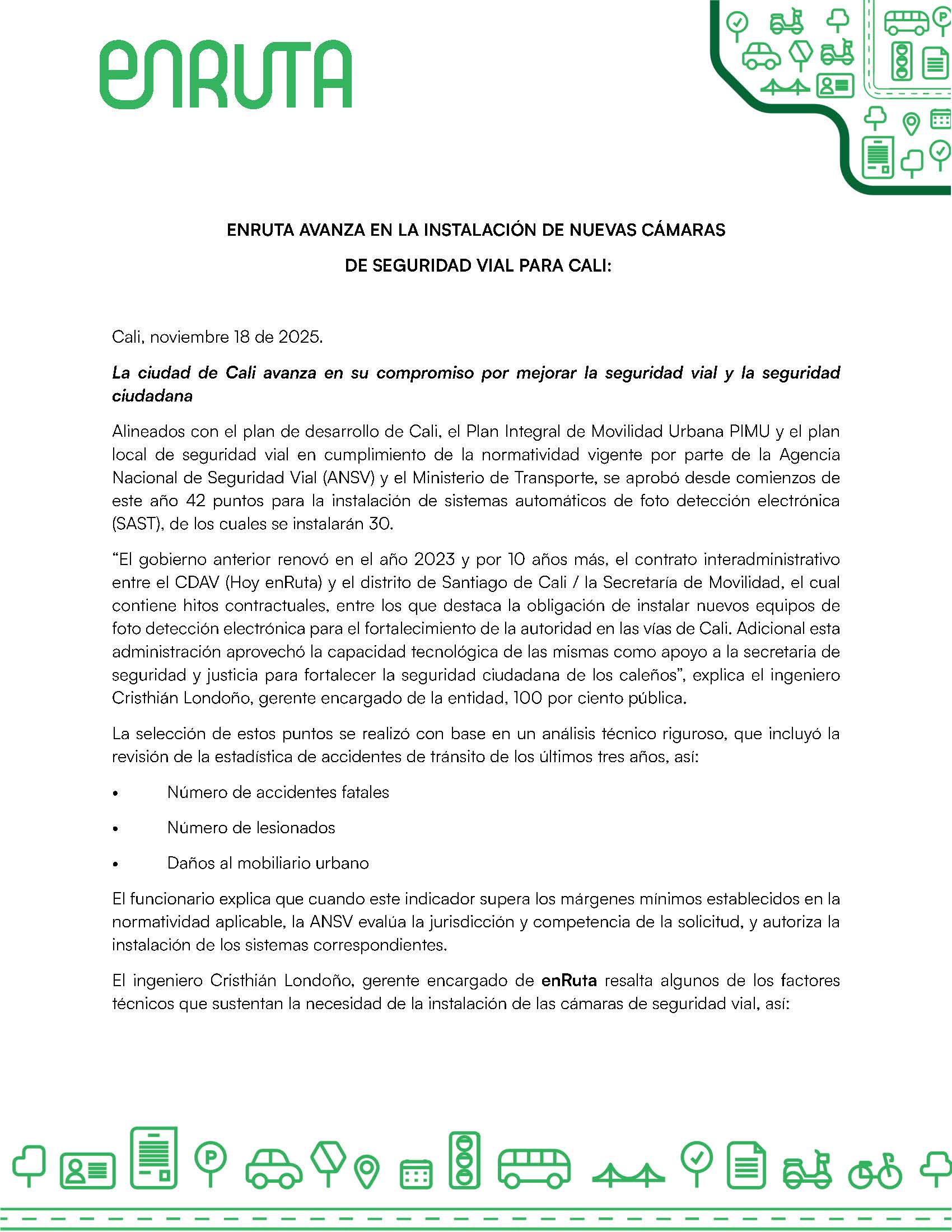 Comunicado oficial enRuta